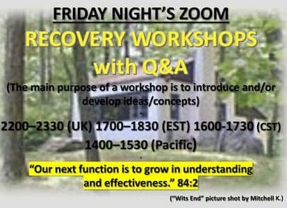 Doug R. from Studio City, CA on Steps 2 – 3 at the Friday Night Recovery Workshop London – 2/19/2021