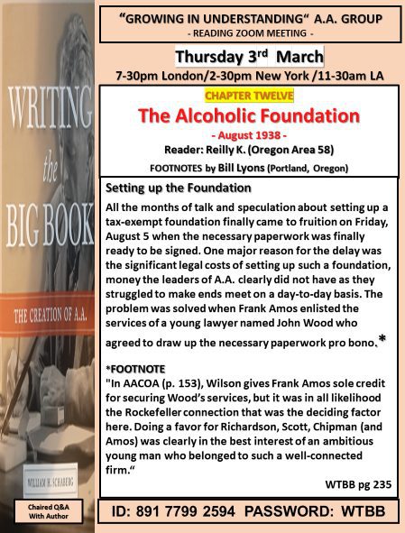 Growing in Understanding Group reads Writing the Big Book -Chapter 12 -3/3/2022