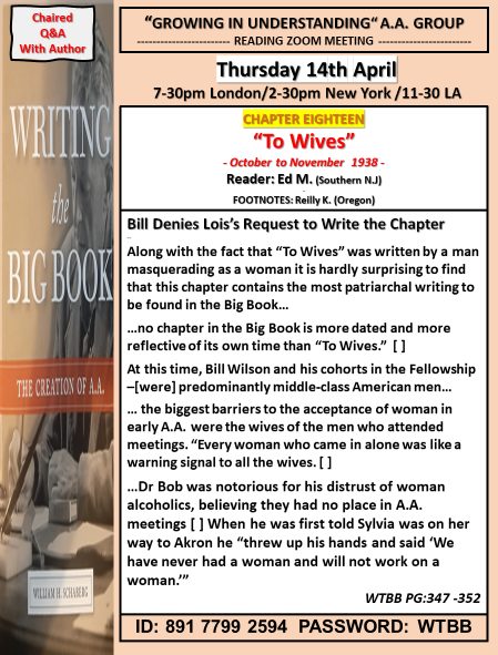 Growing in Understanding Group reads Writing the Big Book -Chapter 18 To Wives -4/14/2022