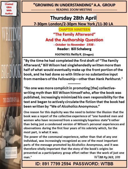 Growing in Understanding Group Reads Writing the Big Book -Chapter 19 -4/28/2022