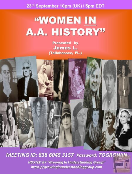 Women in AA History -Friday Night Recovery Workshop -9/23/22