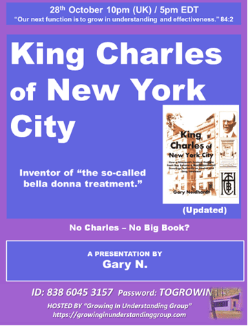 King Charles of New York -Friday Night Recovery Group -10/28/2022